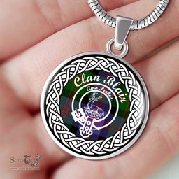 Blair jewelry Blair Tartan Crest Clan Scotland Tartan Plaid Circle Pendant Necklace Jewelry Gift For Women