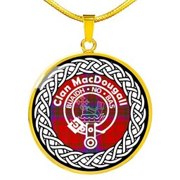 MacDougall Tartan Crest Clan Scotland Tartan Plaid Circle Pendant Necklace Jewelry Gift For Women