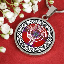 MacDougall Tartan Crest Clan Scotland Tartan Plaid Circle Pendant Necklace Jewelry Gift For Women