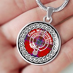 MacDougall Tartan Crest Clan Scotland Tartan Plaid Circle Pendant Necklace Jewelry Gift For Women