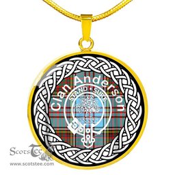 Anderson Tartan Crest Clan Scotland Tartan Plaid Circle Pendant Necklace Jewelry Gift For Women