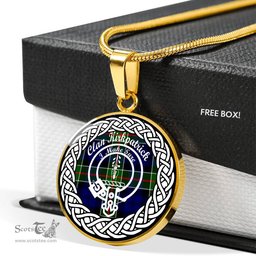 Kirkpatrick Tartan Crest Clan Scotland Tartan Plaid Circle Pendant Necklace Jewelry Gift For Women