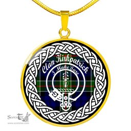 Kirkpatrick Tartan Crest Clan Scotland Tartan Plaid Circle Pendant Necklace Jewelry Gift For Women