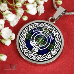 Kirkpatrick Tartan Crest Clan Scotland Tartan Plaid Circle Pendant Necklace Jewelry Gift For Women