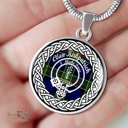 Kirkpatrick Tartan Crest Clan Scotland Tartan Plaid Circle Pendant Necklace Jewelry Gift For Women