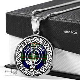 Kirkpatrick Tartan Crest Clan Scotland Tartan Plaid Circle Pendant Necklace Jewelry Gift For Women