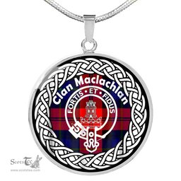 Maclachlan Tartan Crest Clan Scotland Tartan Plaid Circle Pendant Necklace Jewelry Gift For Women