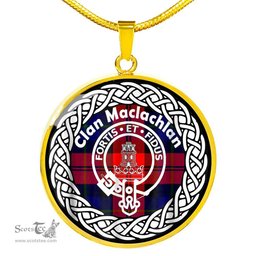Maclachlan Tartan Crest Clan Scotland Tartan Plaid Circle Pendant Necklace Jewelry Gift For Women