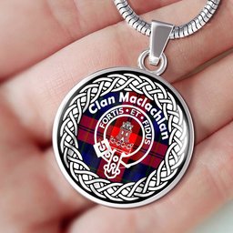 Maclachlan Tartan Crest Clan Scotland Tartan Plaid Circle Pendant Necklace Jewelry Gift For Women