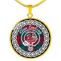 Lindsay Tartan Crest Clan Scotland Tartan Plaid Circle Pendant Necklace Jewelry Gift For Women