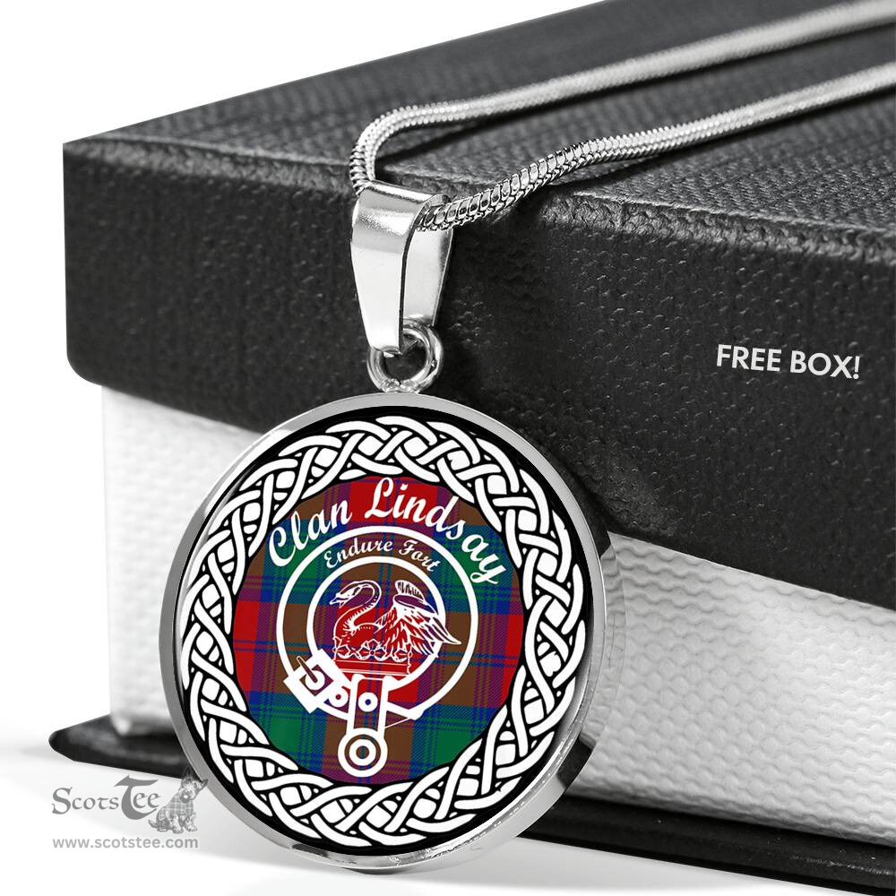 Lindsay Tartan Crest Clan Scotland Tartan Plaid Circle Pendant Necklace Jewelry Gift For Women