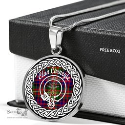 Carnegie Tartan Crest Clan Scotland Tartan Plaid Circle Pendant Necklace Jewelry Gift For Women