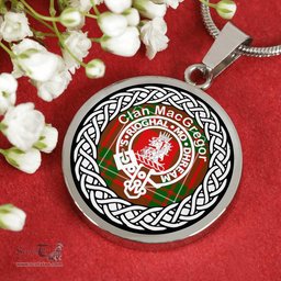 MacGregor Tartan Crest Clan Scotland Tartan Plaid Circle Pendant Necklace Jewelry Gift For Women
