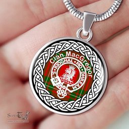 MacGregor Tartan Crest Clan Scotland Tartan Plaid Circle Pendant Necklace Jewelry Gift For Women