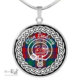 Lindsay Tartan Crest Clan Scotland Tartan Plaid Circle Pendant Necklace Jewelry Gift For Women