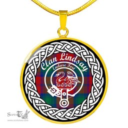 Lindsay Tartan Crest Clan Scotland Tartan Plaid Circle Pendant Necklace Jewelry Gift For Women