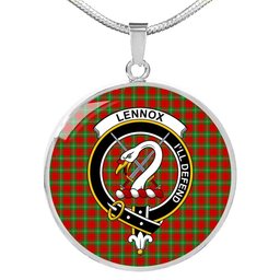 Lennox Tartan Crest Clan Scotland Tartan Plaid Circle Pendant Necklace Jewelry Gift For Women