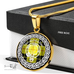 MacLead Of Lewis Tartan Crest Clan Scotland Tartan Plaid Circle Pendant Necklace Jewelry Gift For Women