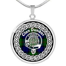 Dundas Tartan Crest Clan Scotland Tartan Plaid Circle Pendant Necklace Jewelry Gift For Women