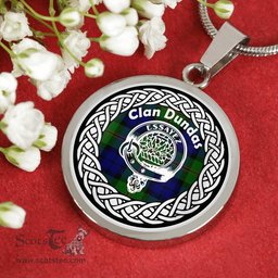 Dundas Tartan Crest Clan Scotland Tartan Plaid Circle Pendant Necklace Jewelry Gift For Women