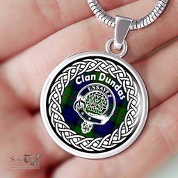 Dundas Tartan Crest Clan Scotland Tartan Plaid Circle Pendant Necklace Jewelry Gift For Women