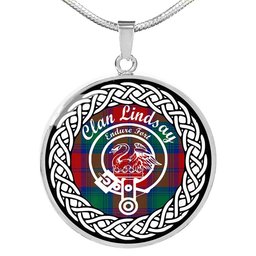 Lindsay Tartan Crest Clan Scotland Tartan Plaid Circle Pendant Necklace Jewelry Gift For Women