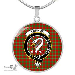 Lennox Tartan Crest Clan Scotland Tartan Plaid Circle Pendant Necklace Jewelry Gift For Women