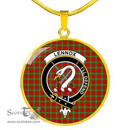 Lennox Tartan Crest Clan Scotland Tartan Plaid Circle Pendant Necklace Jewelry Gift For Women
