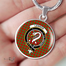 Lennox Tartan Crest Clan Scotland Tartan Plaid Circle Pendant Necklace Jewelry Gift For Women