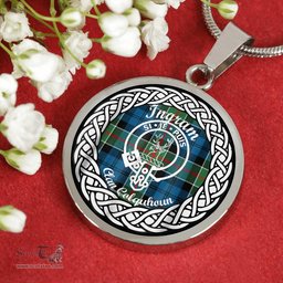 Ingram Tartan Crest Clan Scotland Tartan Plaid Circle Pendant Necklace Jewelry Gift For Women
