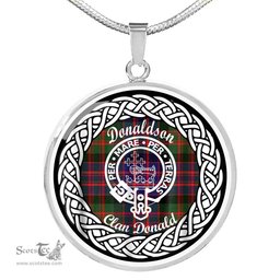 Donaldson Donald Tartan Crest Clan Scotland Tartan Plaid Circle Pendant Necklace Jewelry Gift For Women