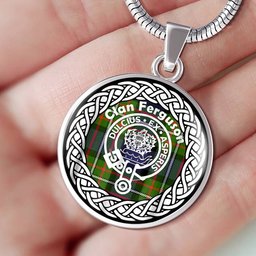Ferguson Tartan Crest Clan Scotland Tartan Plaid Circle Pendant Necklace Jewelry Gift For Women