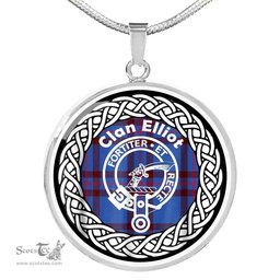 Eliiot Tartan Crest Clan Scotland Tartan Plaid Circle Pendant Necklace Jewelry Gift For Women