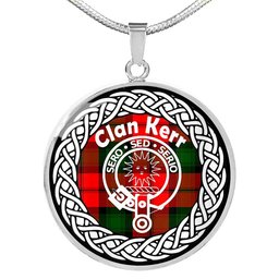 Kerr Tartan Crest Clan Scotland Tartan Plaid Circle Pendant Necklace Jewelry Gift For Women