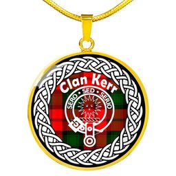 Kerr Tartan Crest Clan Scotland Tartan Plaid Circle Pendant Necklace Jewelry Gift For Women