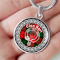 Kerr Tartan Crest Clan Scotland Tartan Plaid Circle Pendant Necklace Jewelry Gift For Women