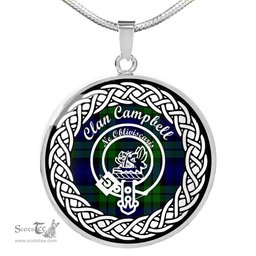 Campbell Tartan Crest Clan Scotland Tartan Plaid Circle Pendant Necklace Jewelry Gift For Women