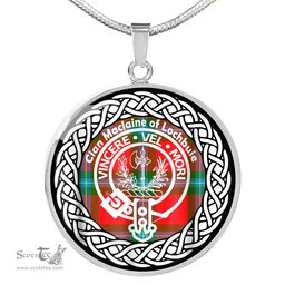Maclaine Of Lochbuie Tartan Crest Clan Scotland Tartan Plaid Circle Pendant Necklace Jewelry Gift For Women