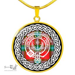 Maclaine Of Lochbuie Tartan Crest Clan Scotland Tartan Plaid Circle Pendant Necklace Jewelry Gift For Women
