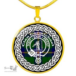Carmichael Tartan Crest Clan Scotland Tartan Plaid Circle Pendant Necklace Jewelry Gift For Women