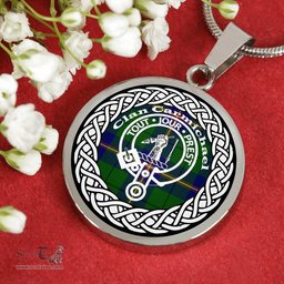 Carmichael Tartan Crest Clan Scotland Tartan Plaid Circle Pendant Necklace Jewelry Gift For Women