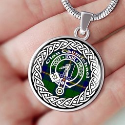 Carmichael Tartan Crest Clan Scotland Tartan Plaid Circle Pendant Necklace Jewelry Gift For Women
