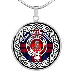 Maclachlan Tartan Crest Clan Scotland Tartan Plaid Circle Pendant Necklace Jewelry Gift For Women