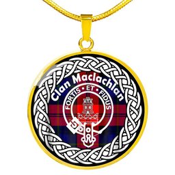 Maclachlan Tartan Crest Clan Scotland Tartan Plaid Circle Pendant Necklace Jewelry Gift For Women