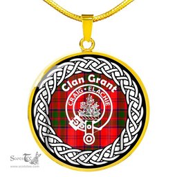 Grant Tartan Crest Clan Scotland Tartan Plaid Circle Pendant Necklace Jewelry Gift For Women