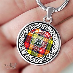 Buchanan Tartan Crest Clan Scotland Tartan Plaid Circle Pendant Necklace Jewelry Gift For Women