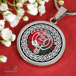 Dunbar Tartan Crest Clan Scotland Tartan Plaid Circle Pendant Necklace Jewelry Gift For Women