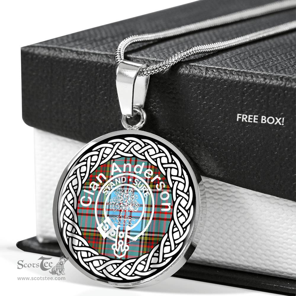 Anderson Tartan Crest Clan Scotland Tartan Plaid Circle Pendant Necklace Jewelry Gift For Women