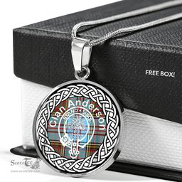 Anderson Tartan Crest Clan Scotland Tartan Plaid Circle Pendant Necklace Jewelry Gift For Women