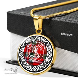 Drummond Tartan Crest Clan Scotland Tartan Plaid Circle Pendant Necklace Jewelry Gift For Women